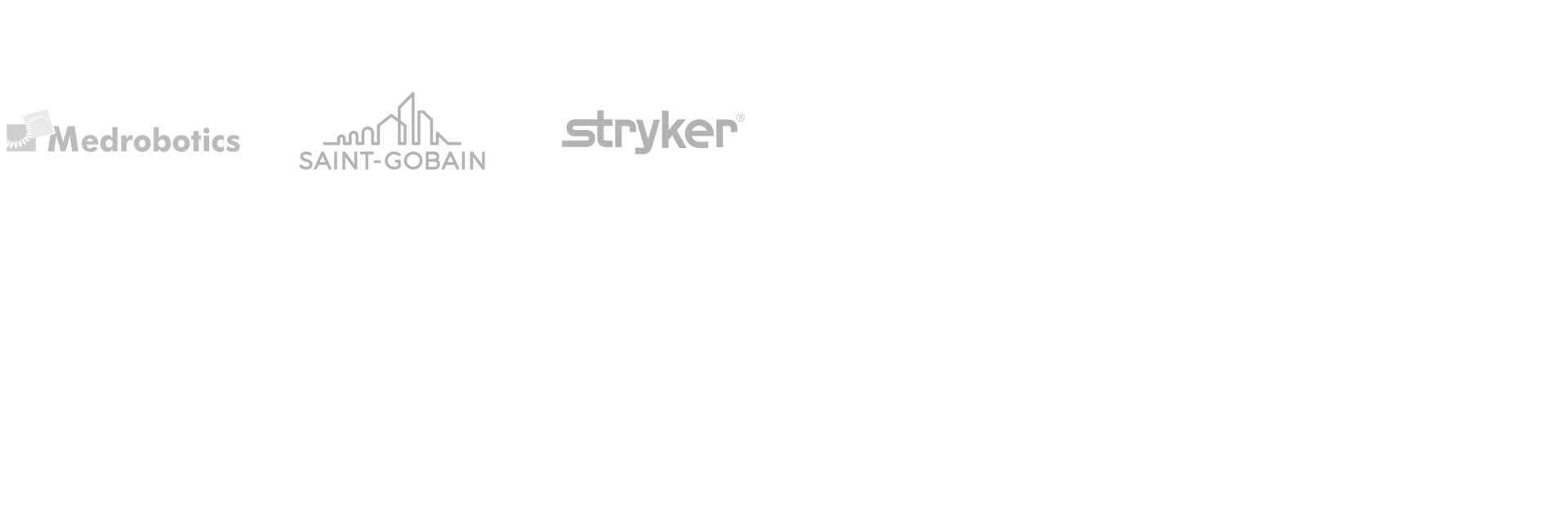 Logos of Medrobotics, Saint-Gobain, and Stryker